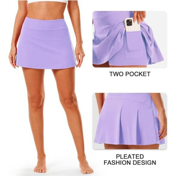 Womens Athletic Tennis Skirt Golf Skort High Waisted Workout Pleated Shorts - Picture 6 of 7